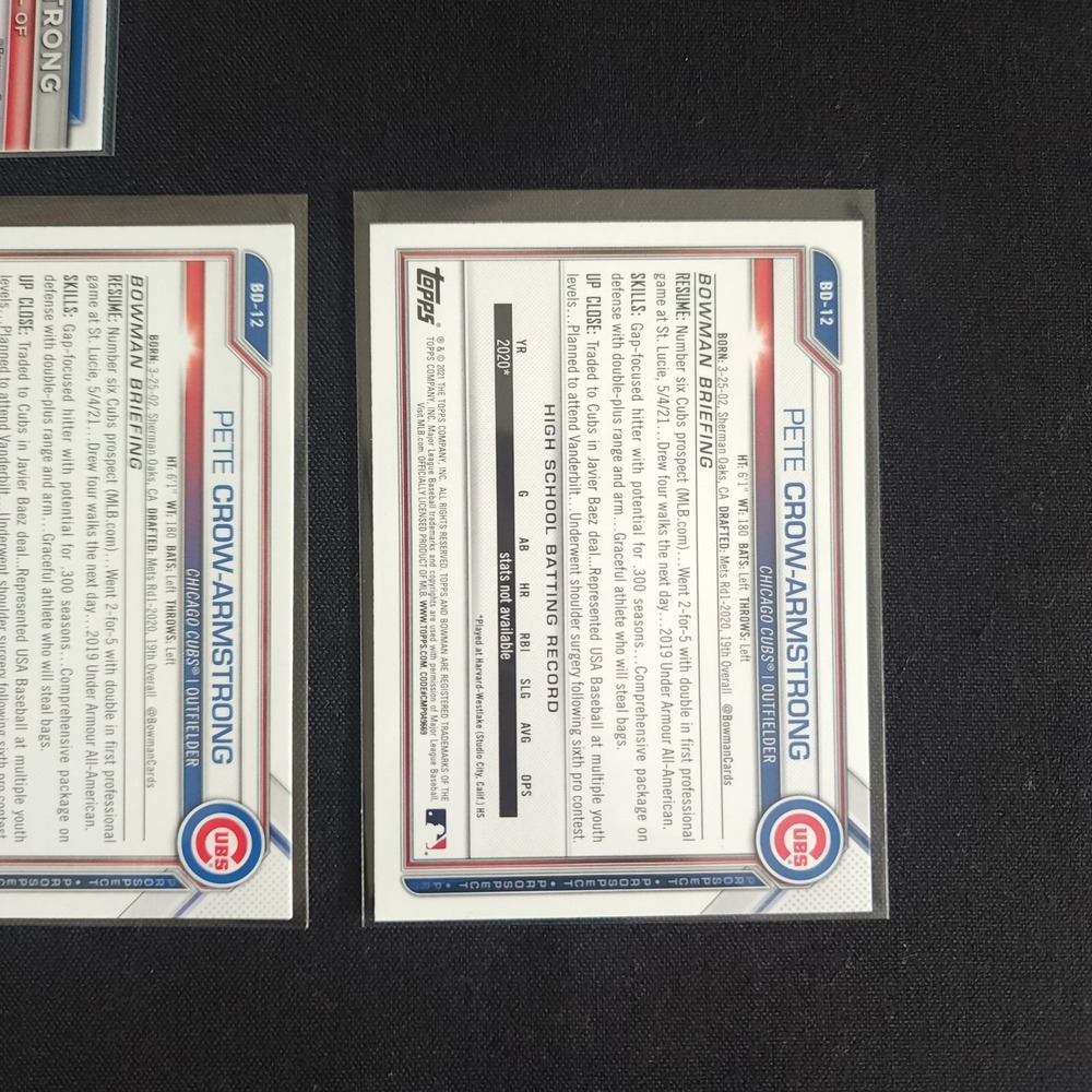 Pete Crow-Armstrong Bowman Rookie RC Cards 2021, 2024 - Picture 13 of 13